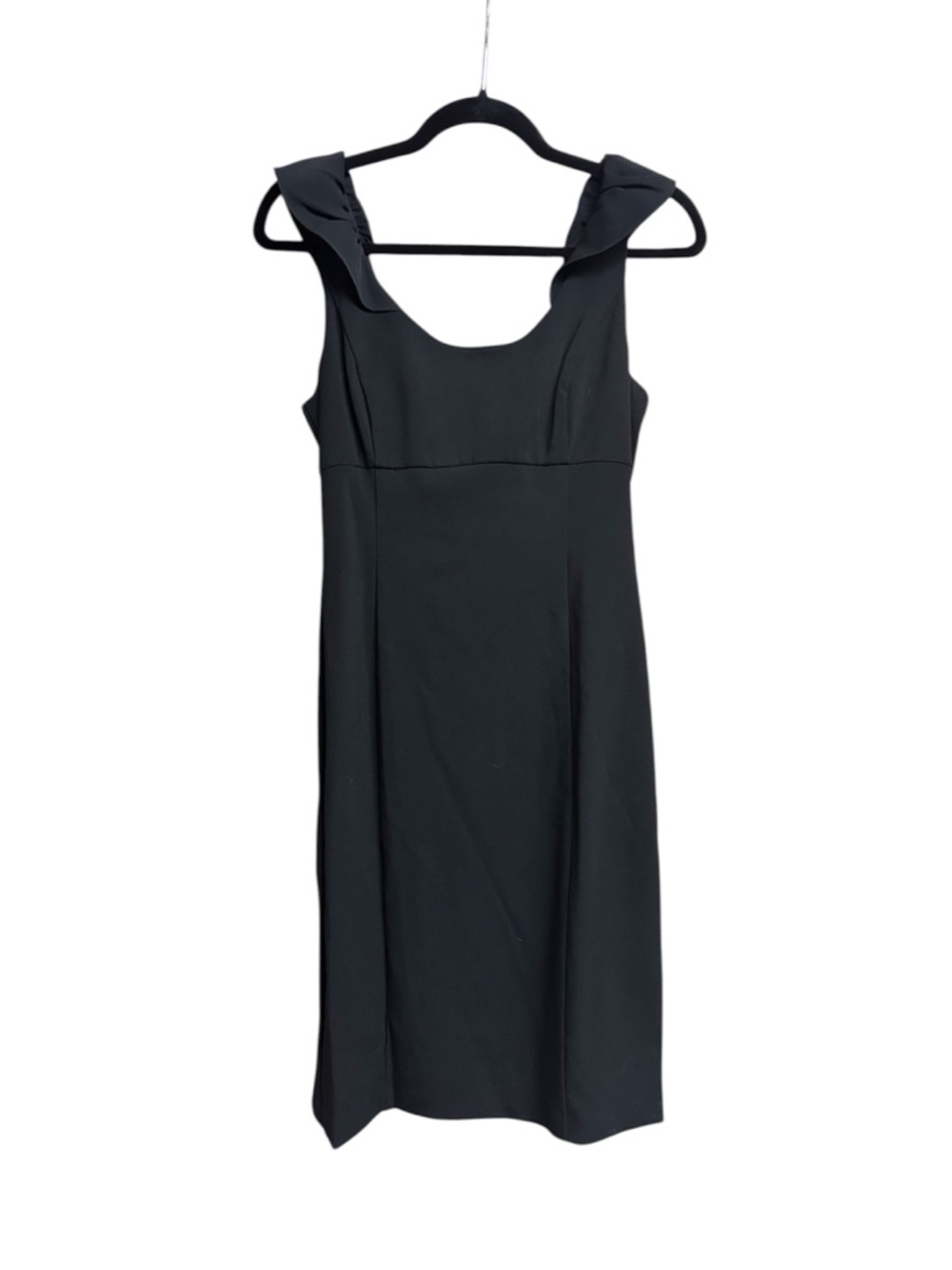 White House Black Market Black Sleeveless Dress Ruffle Detail Straps
